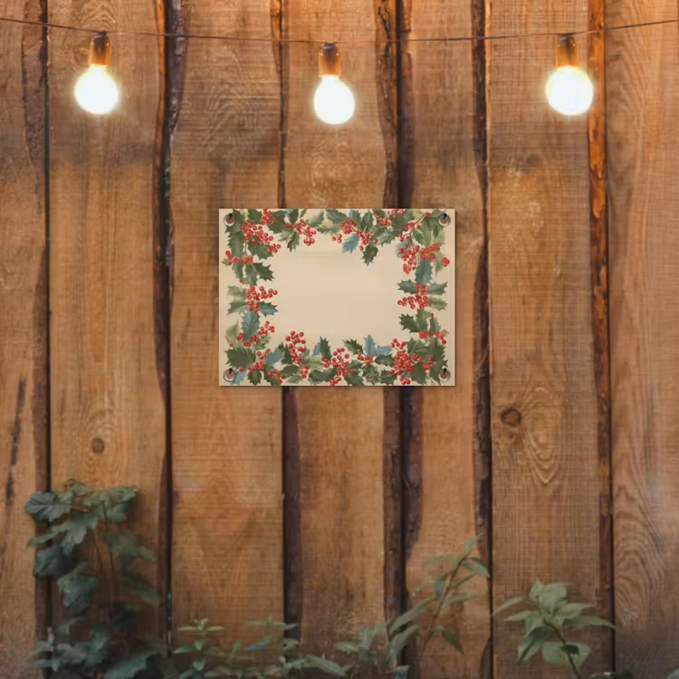 Hulstrand - Bessen - Beige tuinposter los doek klein -sfeer1