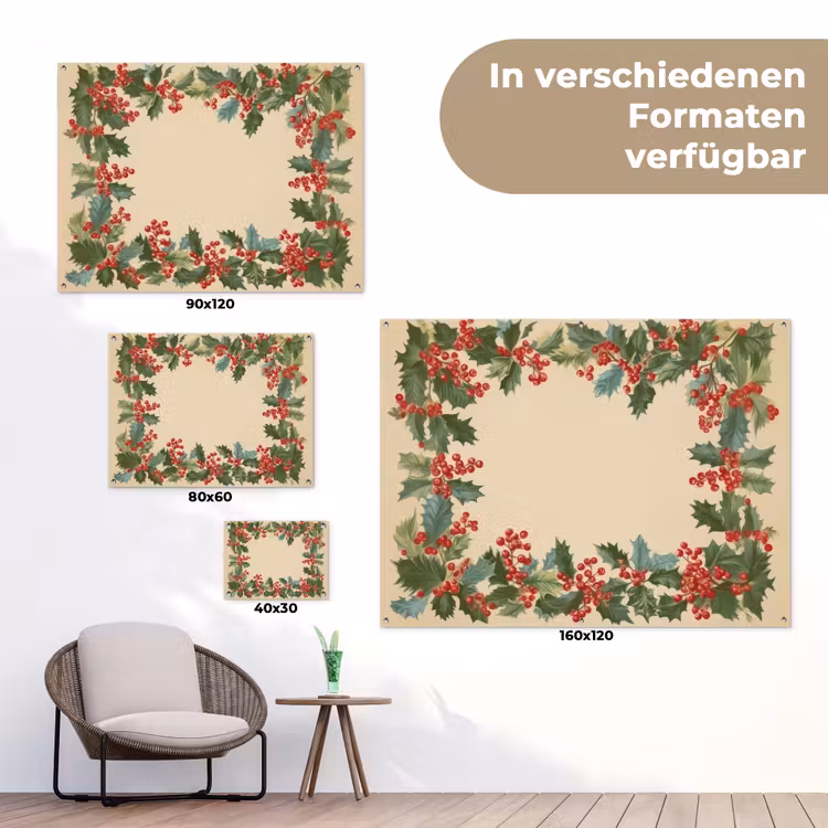 Hulstrand - Bessen - Beige tuinposter los doek klein -Xsfeer9_DE
