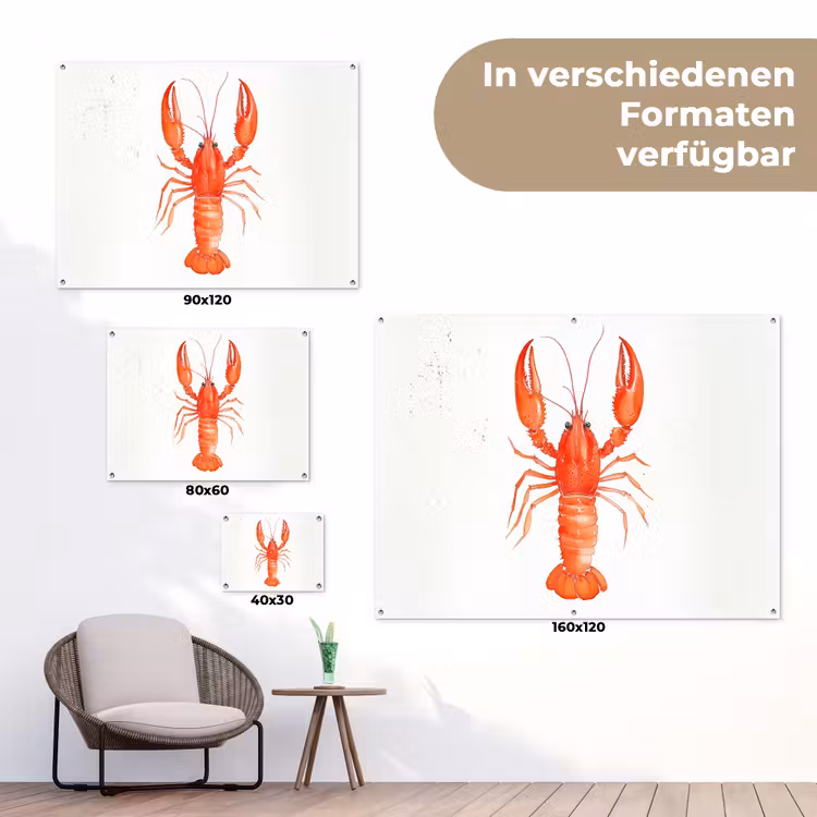 Kreeft - Waterverf - Aquarel - Oranje tuinposter los doek klein -Xsfeer9_DE