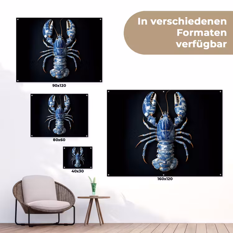 Kreeft - Delftsblauw - Schild - Stoer tuinposter los doek klein -Xsfeer9_DE