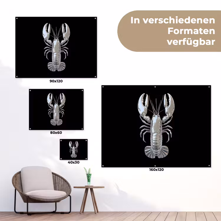 Kreeft - Zilver - Metallic - Luxe tuinposter los doek klein -Xsfeer9_DE