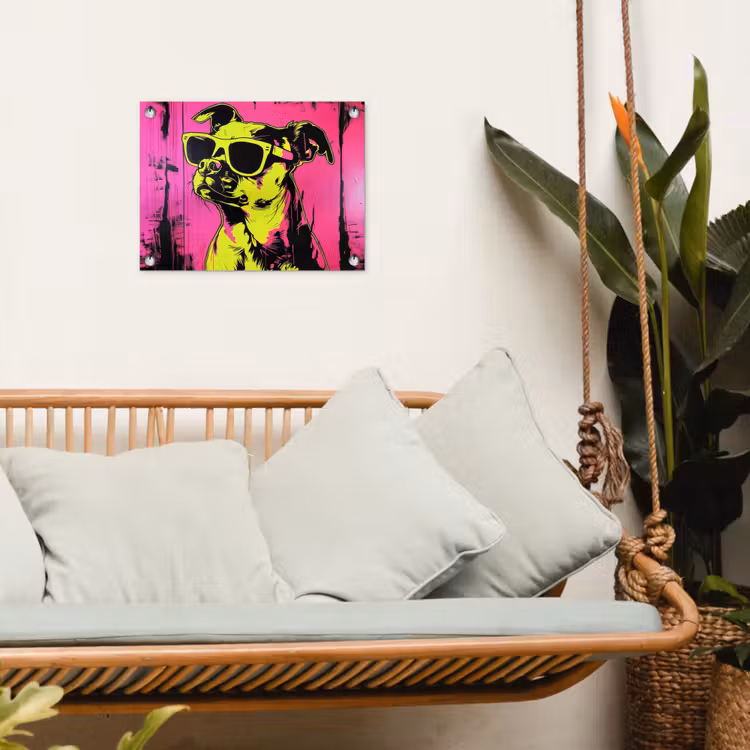 Hond - Zonnebril - Roze - Art tuinposter los doek klein -sfeer7