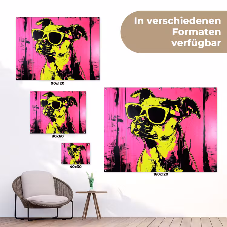 Hond - Zonnebril - Roze - Art tuinposter los doek klein -Xsfeer9_DE