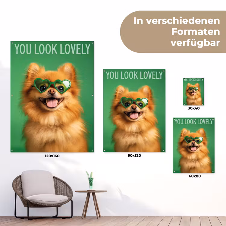 Hond - Zonnebril - Valentijn - Love tuinposter los doek klein -Xsfeer9_DE