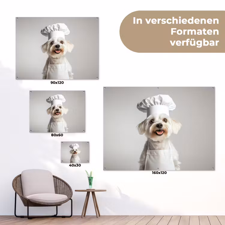 Hond - Wit - Kok tuinposter los doek klein -Xsfeer9_DE