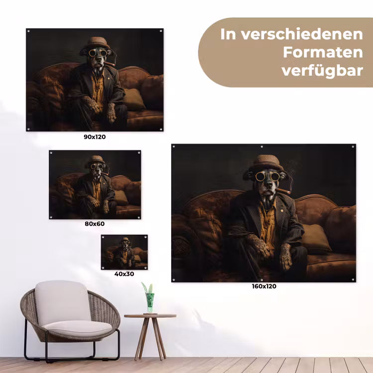 Hond - Sigaar - Hoed - Pak tuinposter los doek klein -Xsfeer9_DE