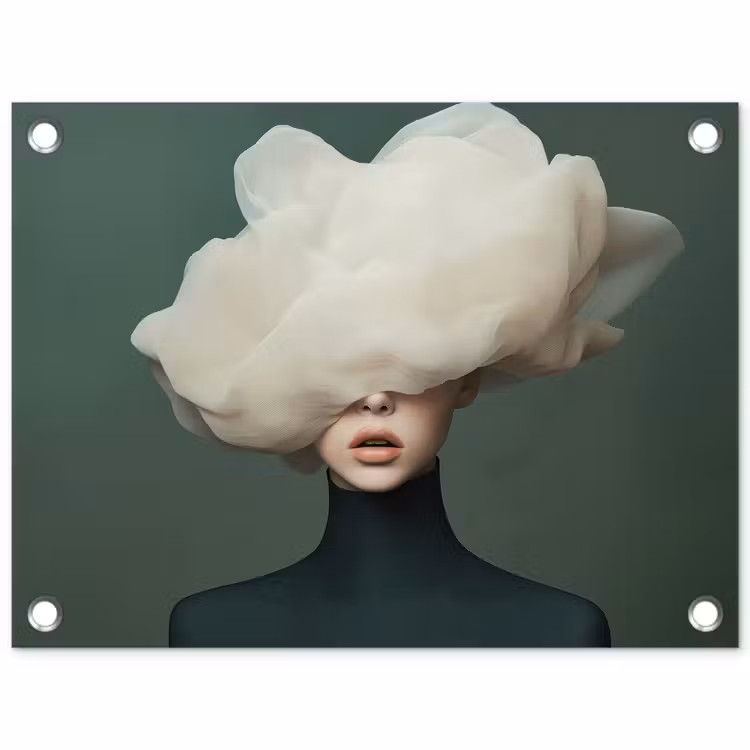 Hoed - Vrouw - Beige tuinposter los doek klein -3d