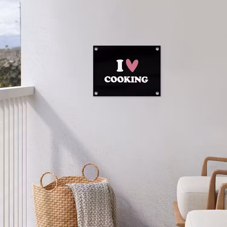 I love cooking - Koken - Hartje - Kookliefhebber - Kok - Spreuken tuinposter los doek klein -sfeer8