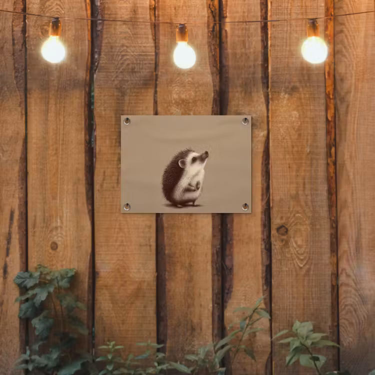 Egel - Snuitje - Bruin - Stekels tuinposter los doek klein -sfeer1