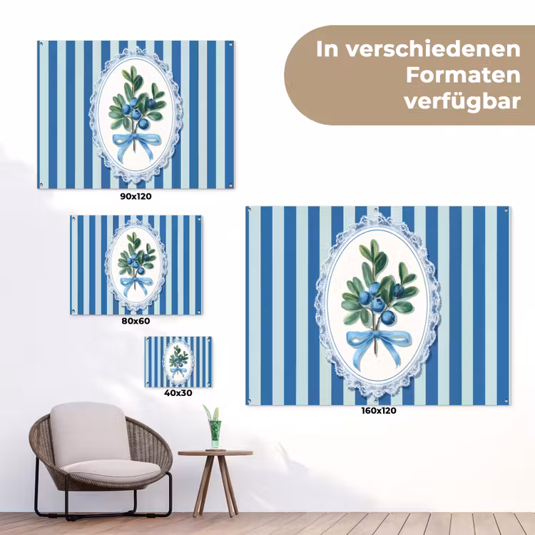 Illustratie - Bessen - Blauw - Strepen tuinposter los doek klein -Xsfeer9_DE