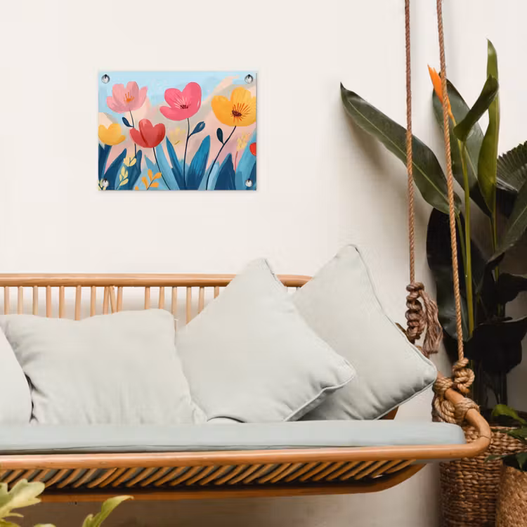 Illustratie - Bloemen - Kleurrijk tuinposter los doek klein -sfeer7