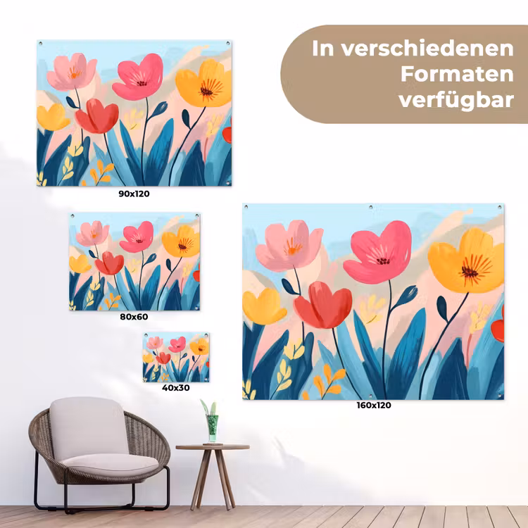 Illustratie - Bloemen - Kleurrijk tuinposter los doek klein -Xsfeer9_DE