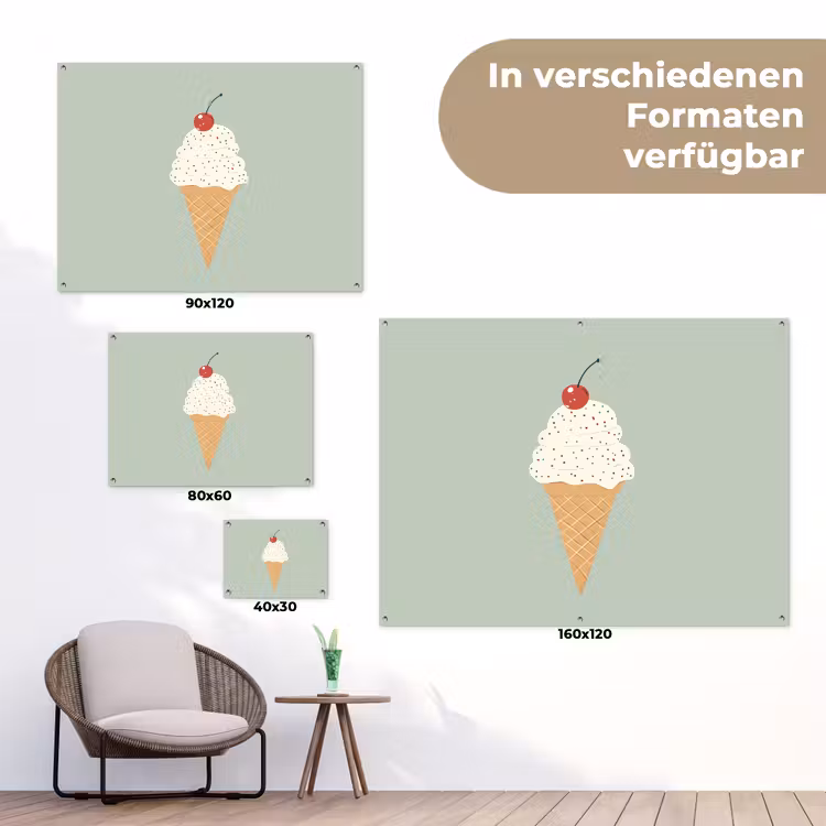 Illustratie - Ijsje - Spikkels - Kers tuinposter los doek klein -Xsfeer9_DE