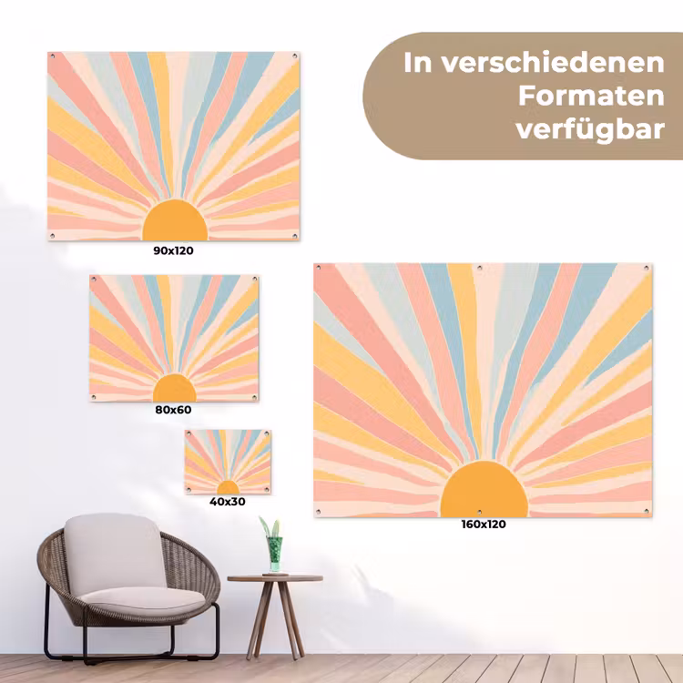 Illustratie - Zon - Pastelkleuren tuinposter los doek klein -Xsfeer9_DE