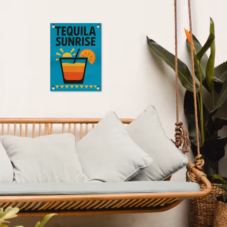 Illustratie - Tequila - Glas - Blauw tuinposter los doek klein -sfeer7