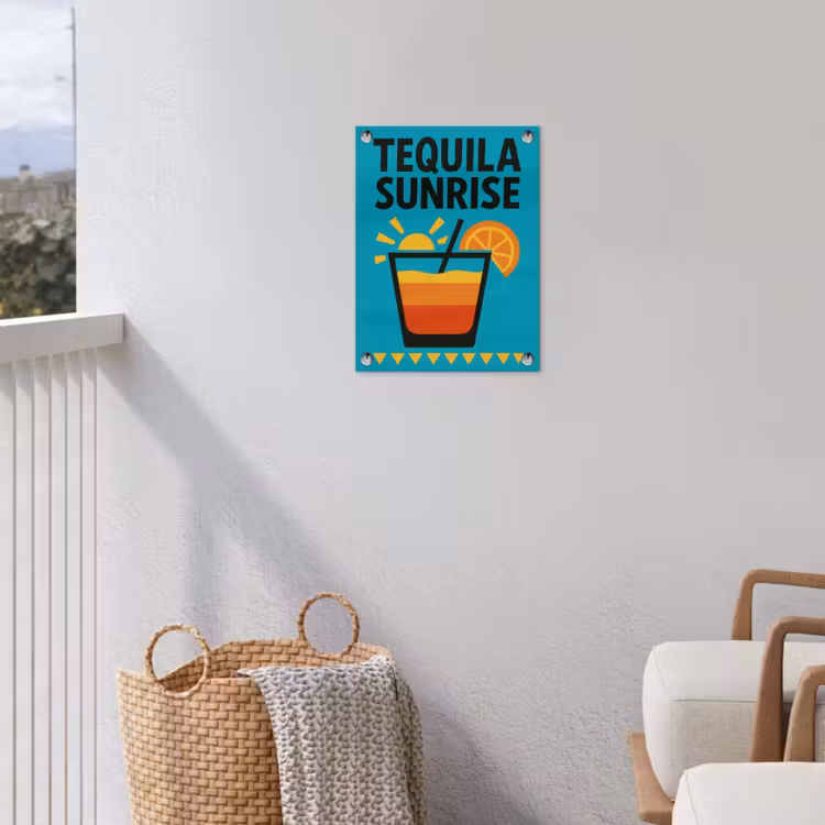 Illustratie - Tequila - Glas - Blauw tuinposter los doek klein -sfeer8