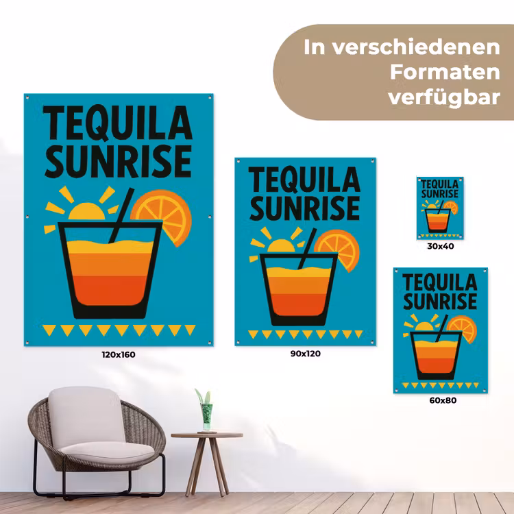 Illustratie - Tequila - Glas - Blauw tuinposter los doek klein -Xsfeer9_DE