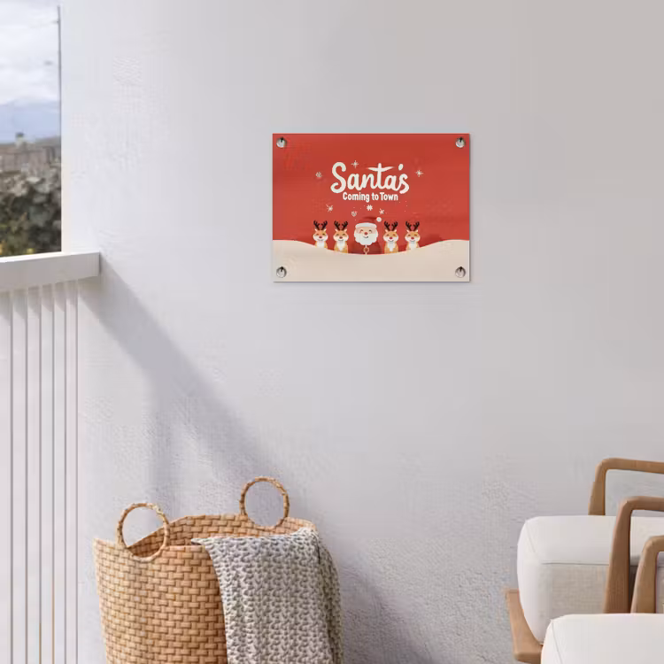 Illustratie - Kerstman - Rendieren - Rood tuinposter los doek klein -sfeer8