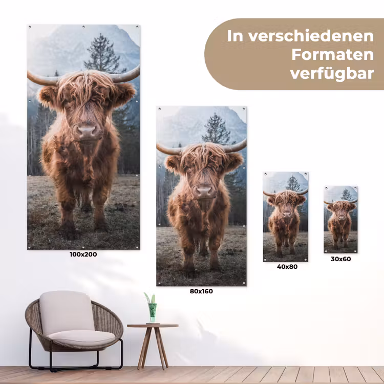 Imposante Hooglander in de Natuur tuinposter los doek klein -Xsfeer9_DE