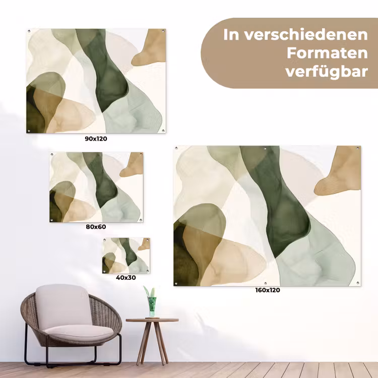 Japandi - Abstract - Groen tuinposter los doek klein -Xsfeer9_DE