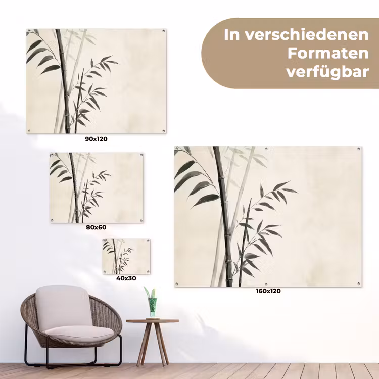 Japandi - Bamboe - Beige tuinposter los doek klein -Xsfeer9_DE