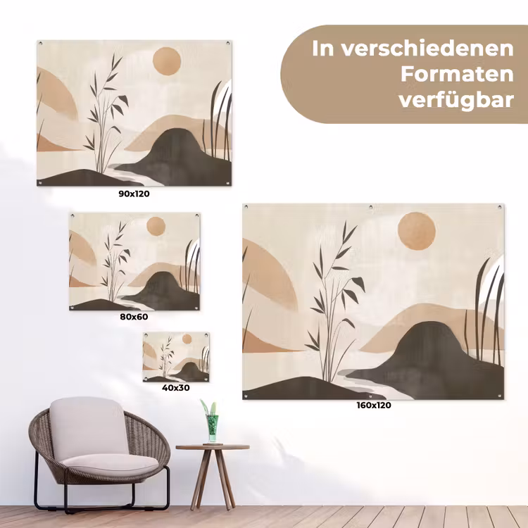 Japandi - Landschap - Beige tuinposter los doek klein -Xsfeer9_DE