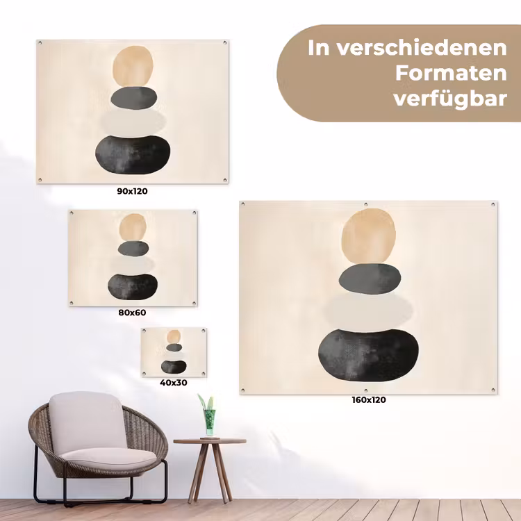 Japandi - Wabi sabi - Beige tuinposter los doek klein -Xsfeer9_DE