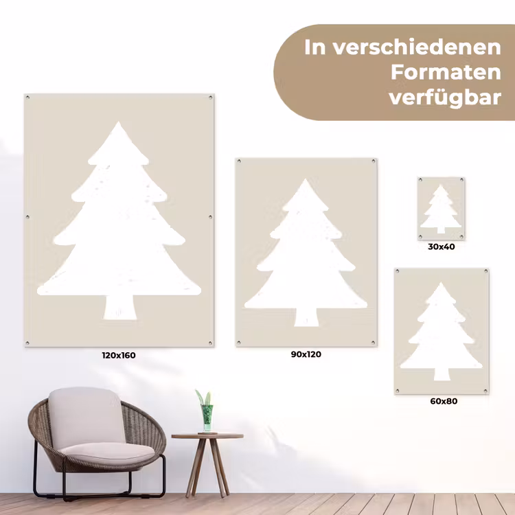 Japandi - Kerstboom - Beige - Kerstversiering tuinposter los doek klein -Xsfeer9_DE