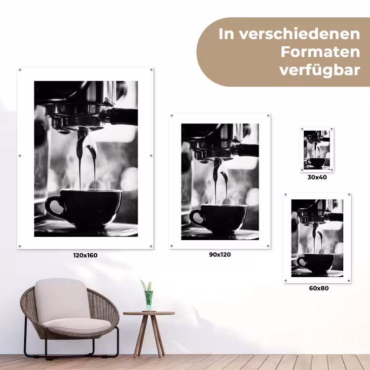 Coffee - Espresso - Koffiemachine - Kop tuinposter los doek klein -Xsfeer9_DE