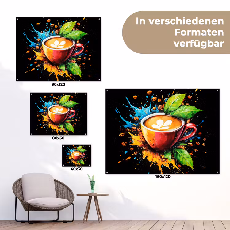 Koffie - Graffiti - Drinken - Abstract tuinposter los doek klein -Xsfeer9_DE