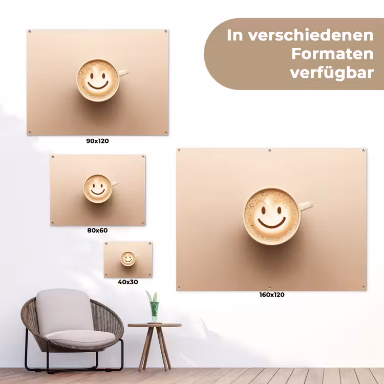 Koffie - Melkschuim - Lach - Beige tuinposter los doek klein -Xsfeer9_DE