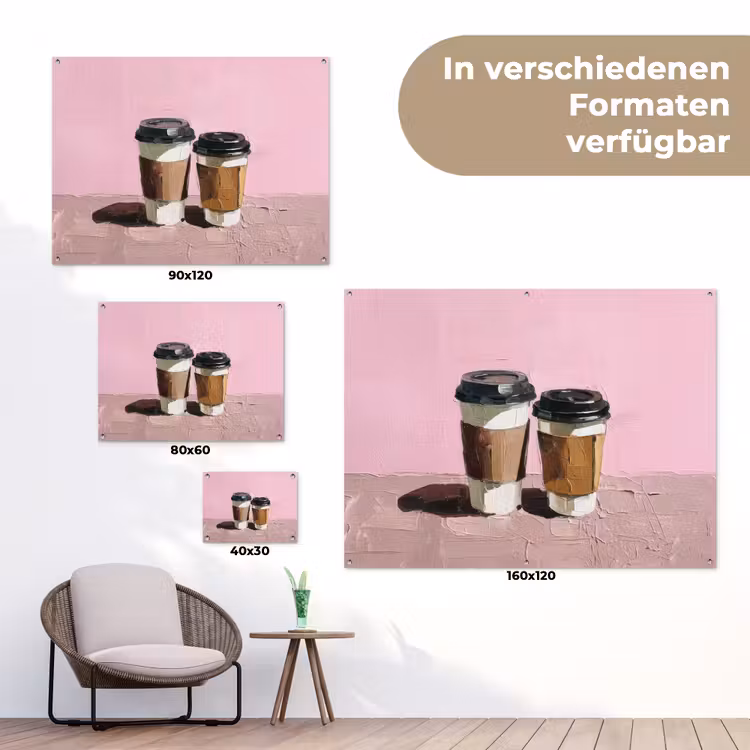 Koffiebekers - Deksel - Verf - Textuur tuinposter los doek klein -Xsfeer9_DE