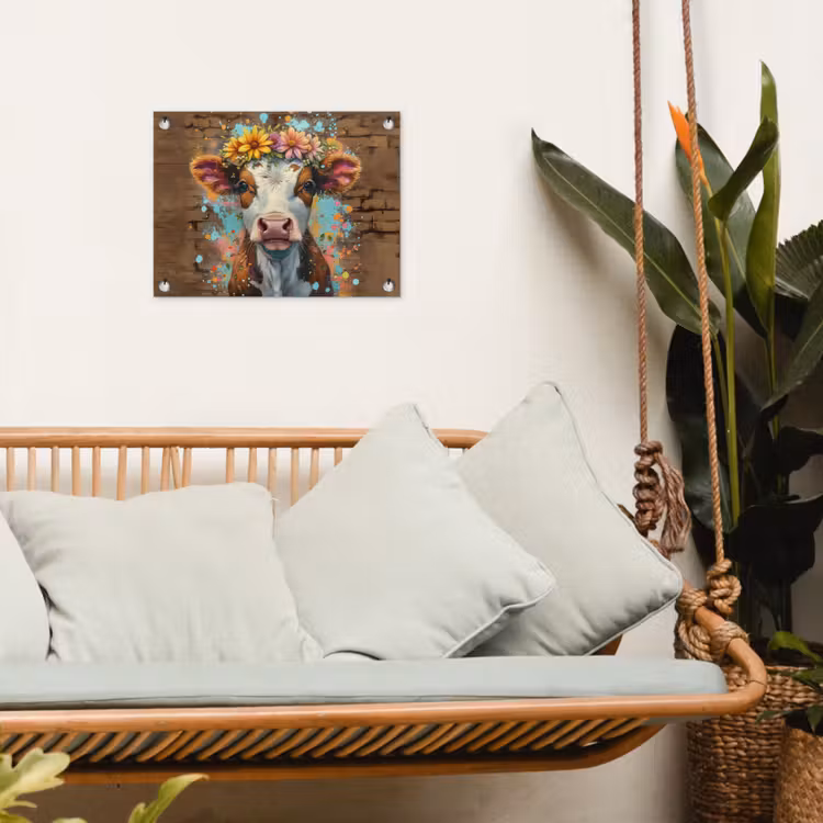 Kalf met Bloemenkroon tuinposter los doek klein -sfeer7