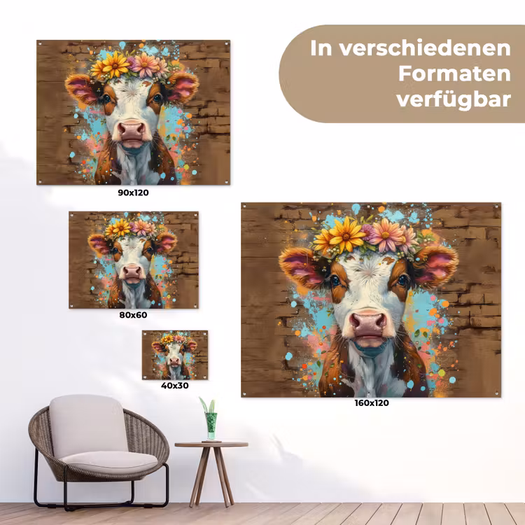 Kalf met Bloemenkroon tuinposter los doek klein -Xsfeer9_DE