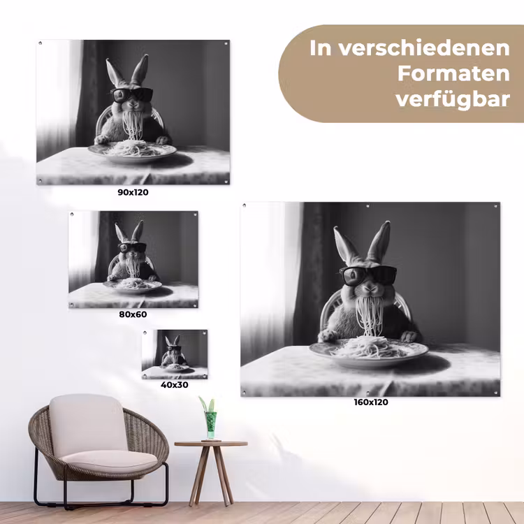 Konijn - Bunny - Zonnebril - Tafelkleed - Pasta - Schattig tuinposter los doek klein -Xsfeer9_DE