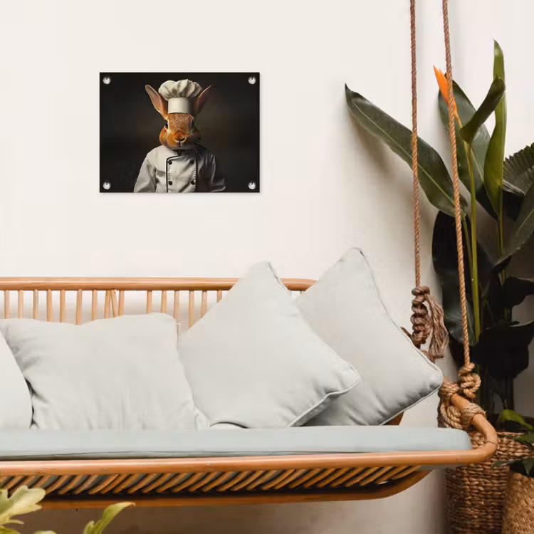 Konijn - Kok - Dier tuinposter los doek klein -sfeer7