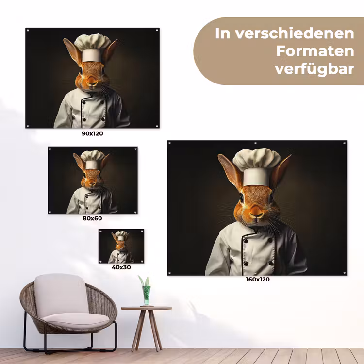 Konijn - Kok - Dier tuinposter los doek klein -Xsfeer9_DE