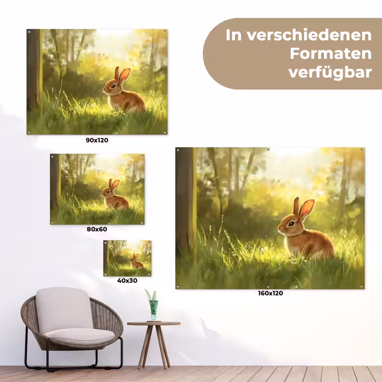 Konijn - Zonlicht - Bos tuinposter los doek klein -Xsfeer9_DE