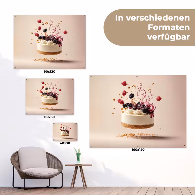 Cheesecake - Eten - Roze - Taart tuinposter los doek klein -Xsfeer9_DE