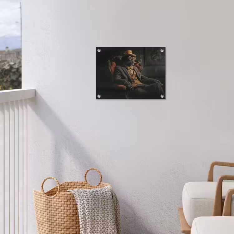 Kat - Pak - Oranje - Sigaar tuinposter los doek klein -sfeer8