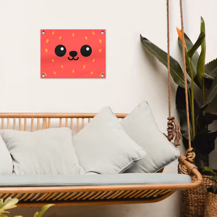 Kat - Aardbei - Cartoon tuinposter los doek klein -sfeer7