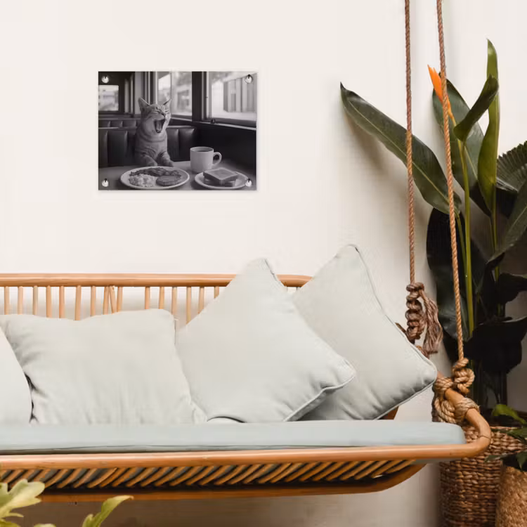 Kat - Koffie - Brood - Zwart tuinposter los doek klein -sfeer7
