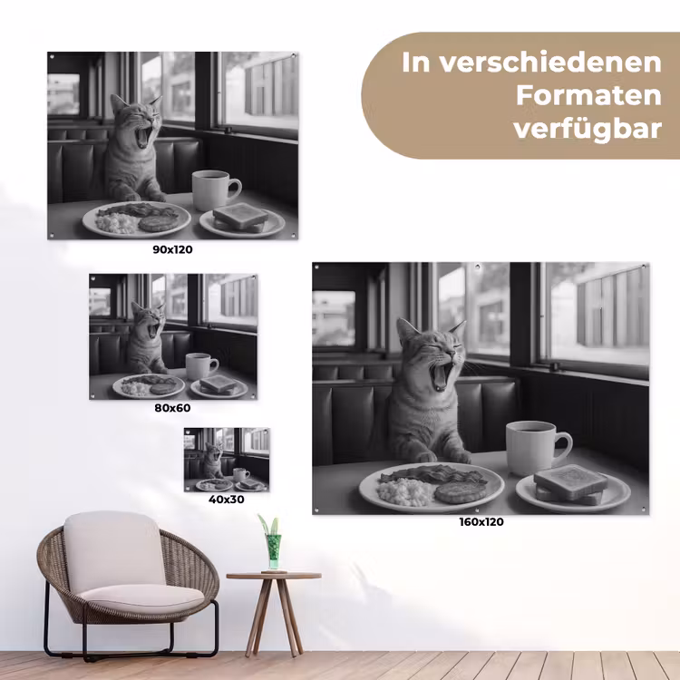 Kat - Koffie - Brood - Zwart tuinposter los doek klein -Xsfeer9_DE