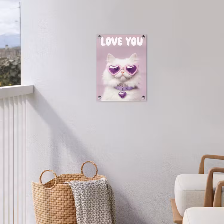 Kat - Love - Paars - Valentijn tuinposter los doek klein -sfeer8