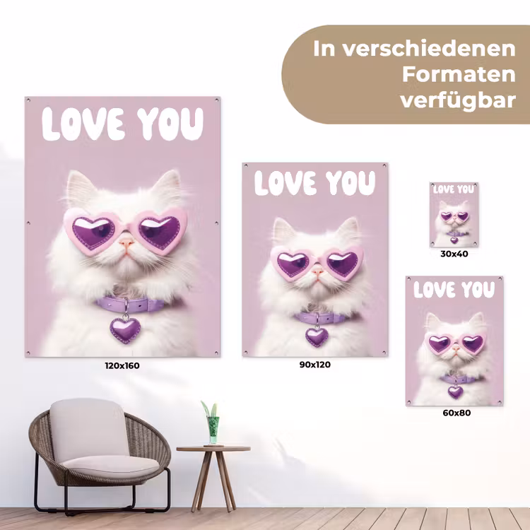 Kat - Love - Paars - Valentijn tuinposter los doek klein -Xsfeer9_DE