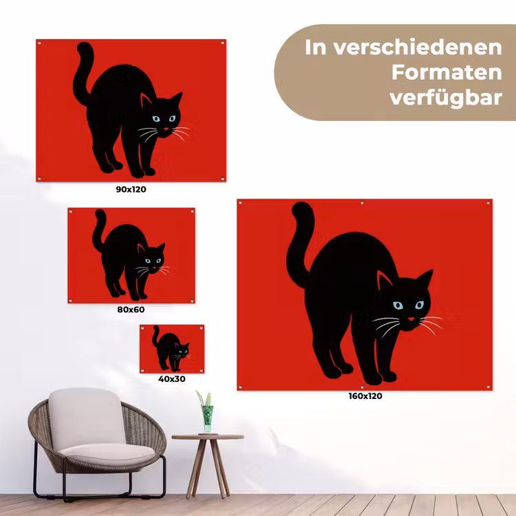 Kat - Zwart - Staart tuinposter los doek klein -Xsfeer9_DE