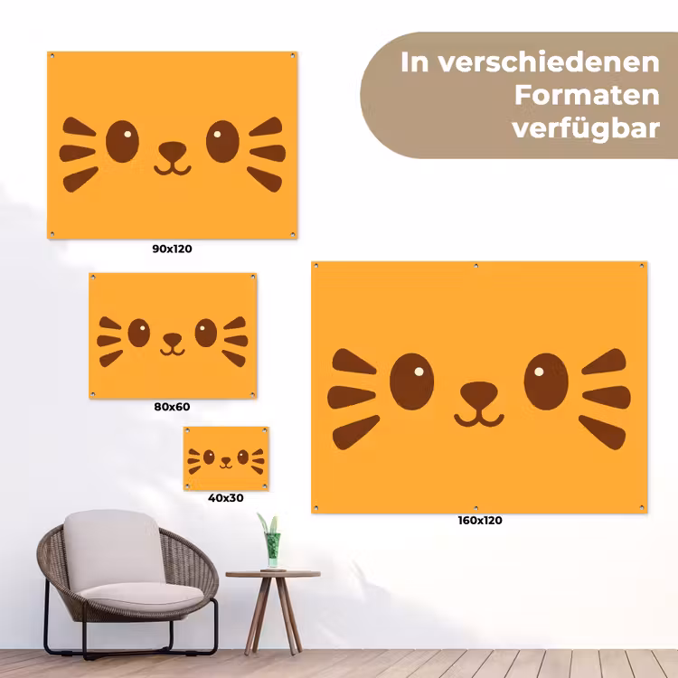 Kat - Simplistisch - Oranje - Vrolijk tuinposter los doek klein -Xsfeer9_DE