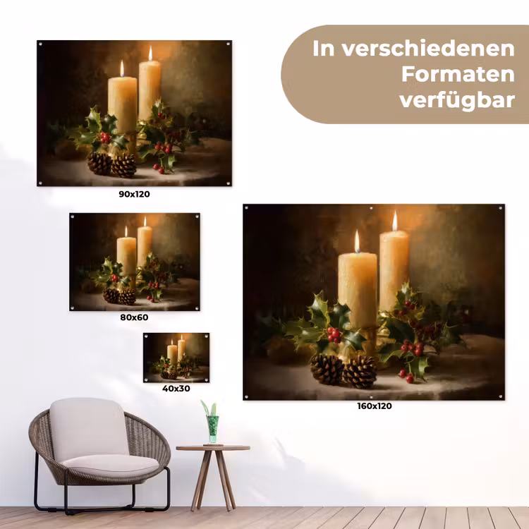 Kaarslicht - Kerst - Veelkleurig tuinposter los doek klein -Xsfeer9_DE