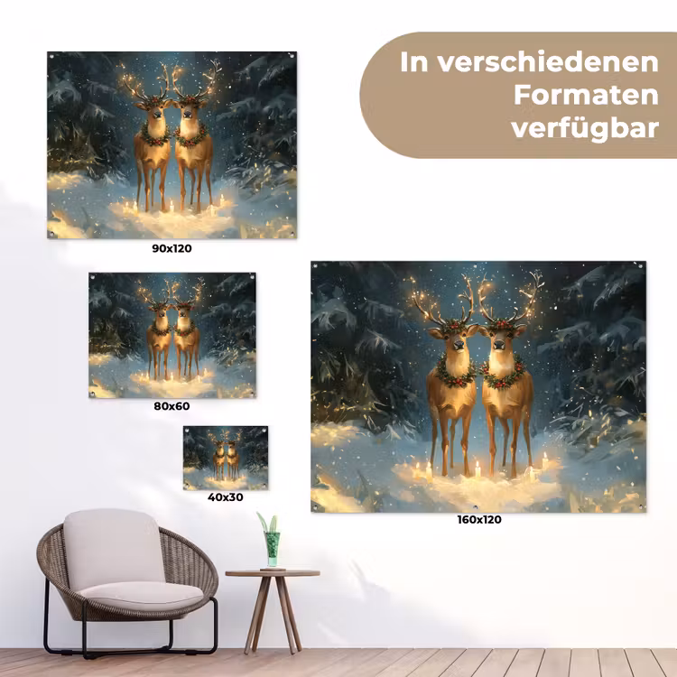 Dennensprookje - Rendier - Nacht tuinposter los doek klein -Xsfeer9_DE