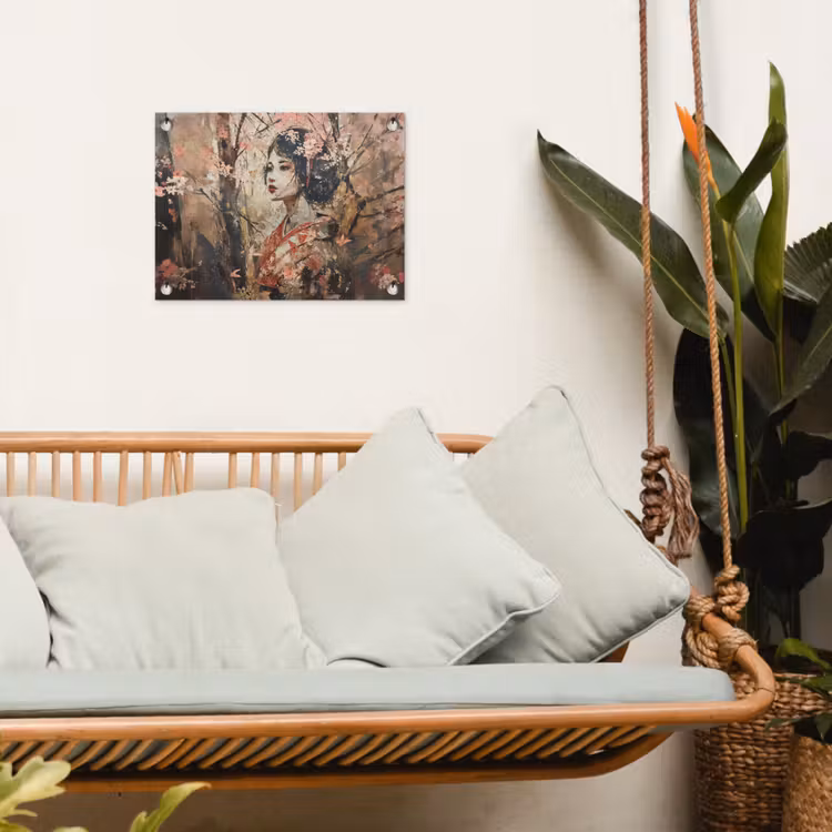 Kimono - Vrouw - kersenbomen tuinposter los doek klein -sfeer7